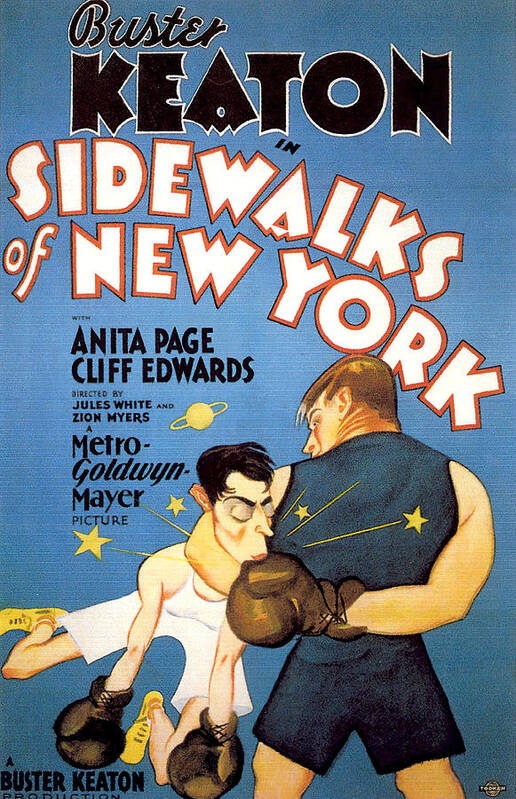 Sidewalks Art Print featuring the mixed media ''Sidewalks of New York'', with Buster Keaton, 1931 by Movie World Posters