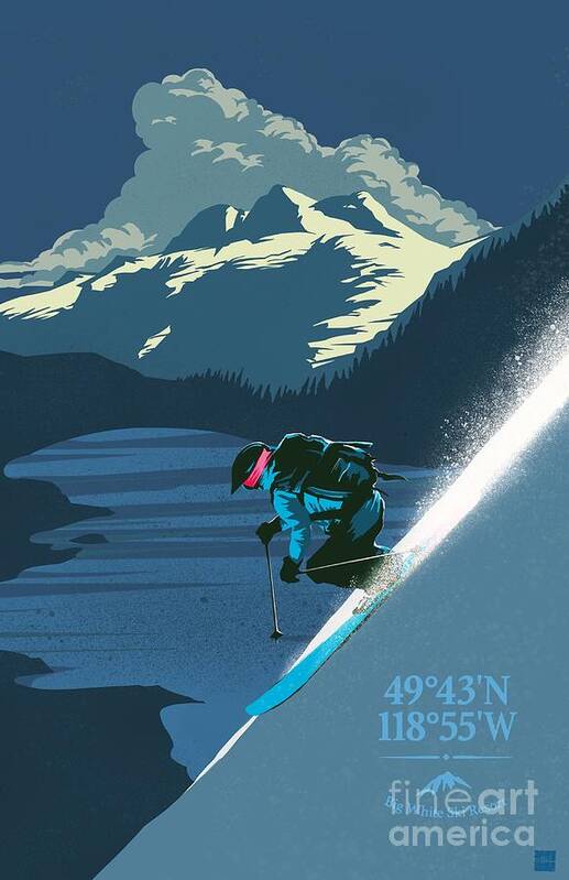 Retro Ski Art Art Print featuring the painting Ski Big White Retro Travel Poster by Sassan Filsoof
