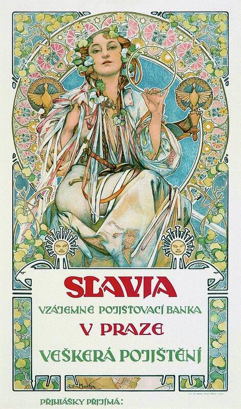 Poster Art Print featuring the painting Slavia 1907 Mucha Art Nouveau Poster by Vincent Monozlay