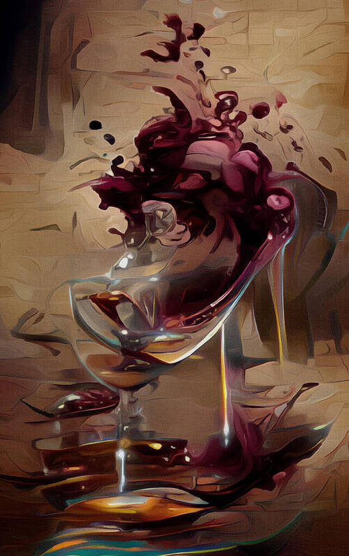  Art Print featuring the digital art Spilled Wine by Michelle Hoffmann
