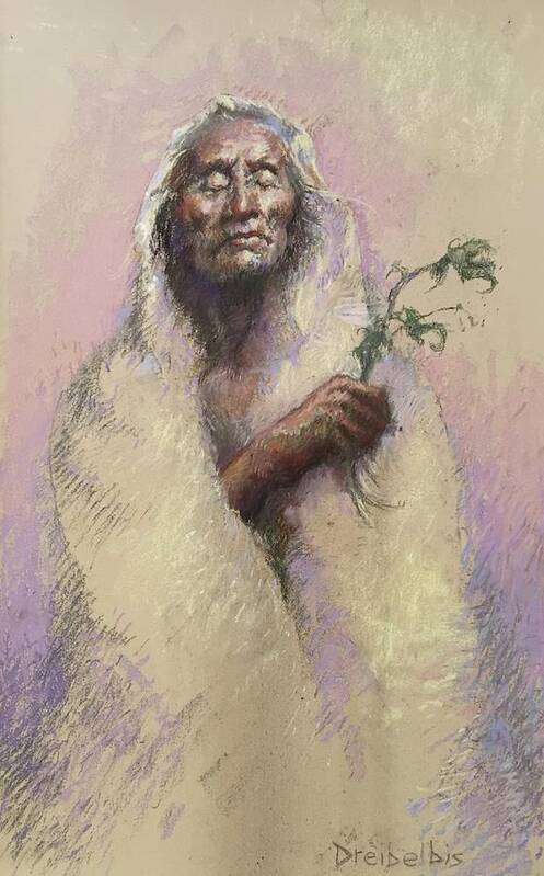 Native Americans Art Print featuring the painting The Healer by Ellen Dreibelbis
