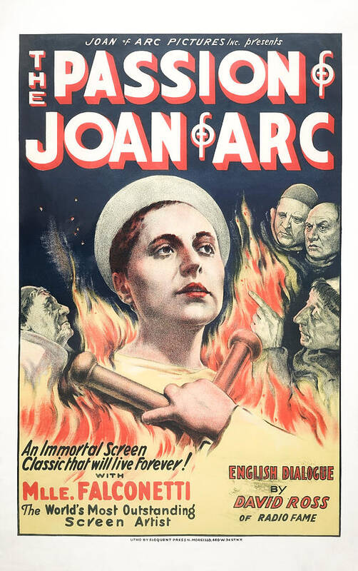 Joan Of Arc Art Print featuring the painting The Passion of Joan of Arc Movie Promotional Ad - 1929 by War Is Hell Store