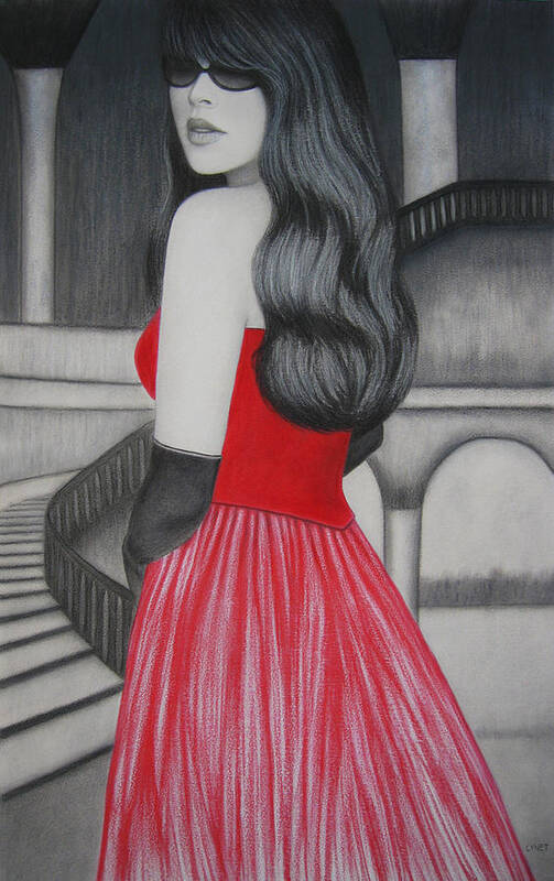 Red Dress Art Print featuring the painting The Red Dress by Lynet McDonald