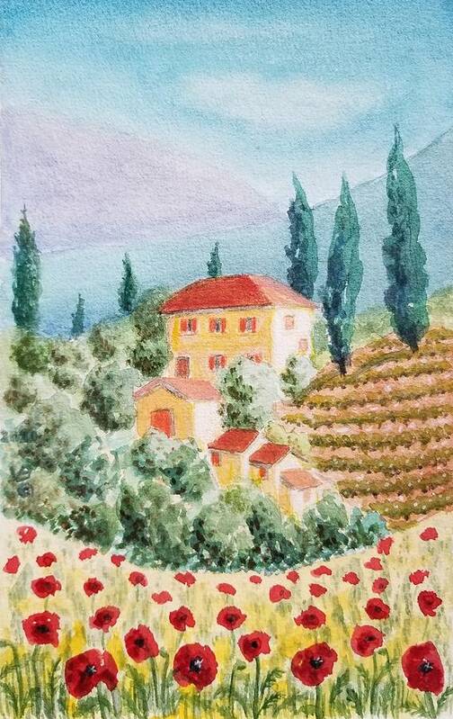 Vera Smith Art Print featuring the painting Tuscan Hills by Vera Smith