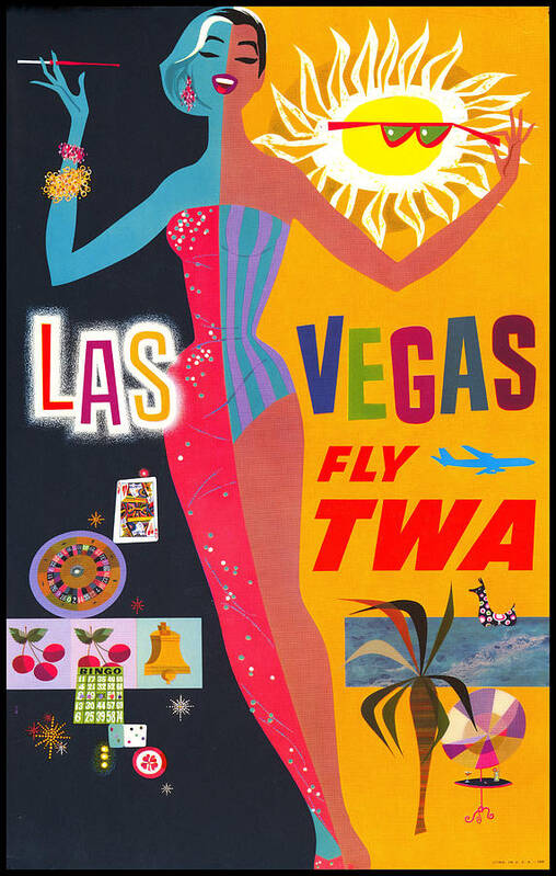Vintage Las Vegas Travel Poster Art Print by David Hinds - Pixels
