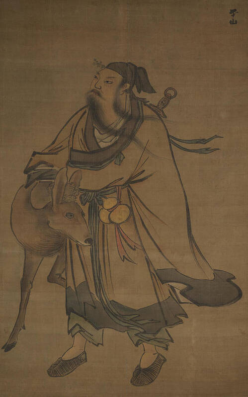 Zhang Lu (1464-1538) The Immortal And Deer Art Print featuring the painting ZHANG LU The Immortal and Deer by Artistic Rifki