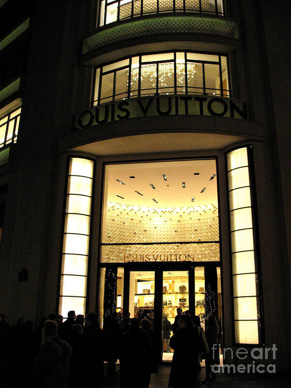 Paris Louis Vuitton Boutique Store Front - Paris Night Photo Louis Vuitton - Champs Elysees Art ...