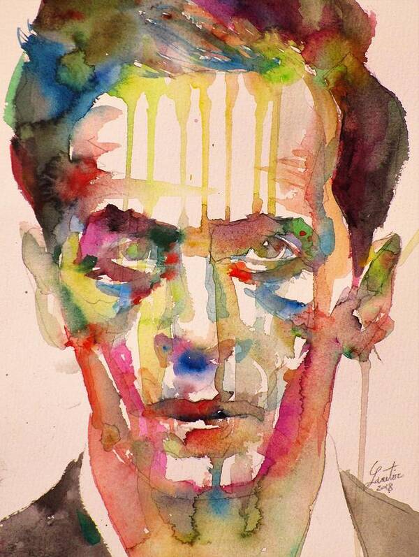 Wittgenstein Art Print featuring the painting Ludwig Wittgenstein - Watercolor Portrait.7 by Fabrizio Cassetta