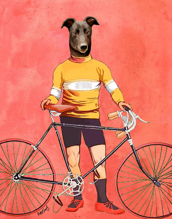 Greyhound Cyclist Art Print by Kelly McLaughlan