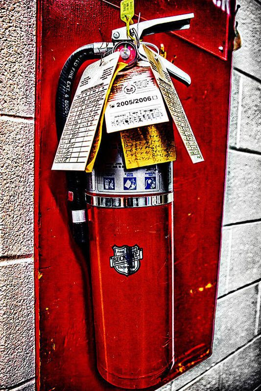 Safety Art Print featuring the photograph Grungy Fire Extinguisher #3 by Sennie Pierson