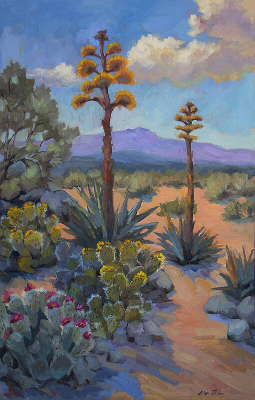 Southwest Art Print featuring the painting Desert Century Plants by Diane McClary