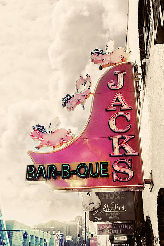 Sign Art Print featuring the photograph Jacks BBQ by Amy Tyler