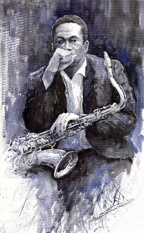 Jazz Art Print featuring the painting Jazz Saxophonist John Coltrane black by Yuriy Shevchuk Jazz Art Print featuring the painting Jazz Saxophonist John Coltrane black by Yuriy Shevchuk