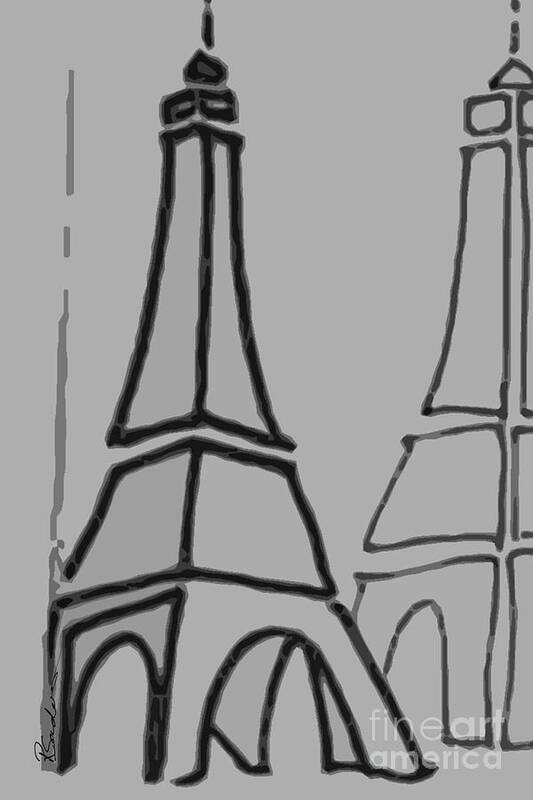 Eiffel Tower Art Print featuring the drawing Mirrored Eiffel Tower by Robyn Saunders