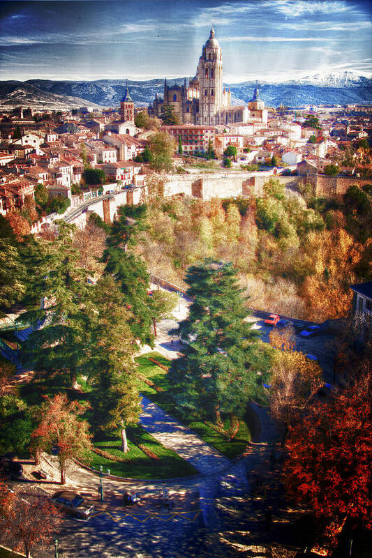 Segovia Art Print featuring the photograph Segovia's Cathedral from The Alcazar by Levin Rodriguez