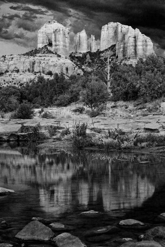 Sedona Art Print featuring the photograph Cathedral Rock Black and White Number Seven by Bob Coates