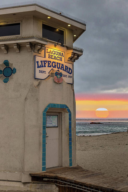 Beach Art Print featuring the photograph Laguna Beach Sunset by Peter Tellone