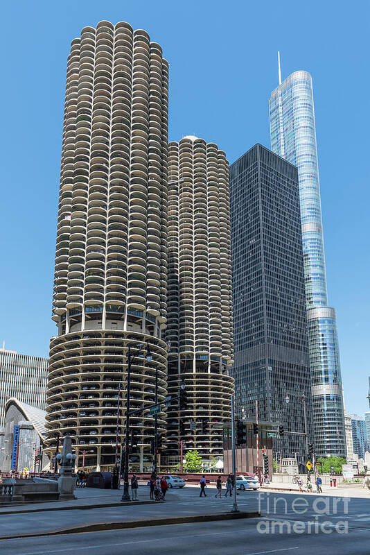 Chicago Art Print featuring the photograph Marina City, AMA Plaza, and Trump Tower by David Levin