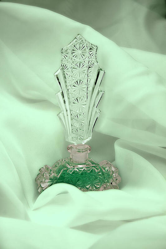 Vintage Art Print featuring the photograph Perfume Bottle Still Life II in Green by Tom Mc Nemar