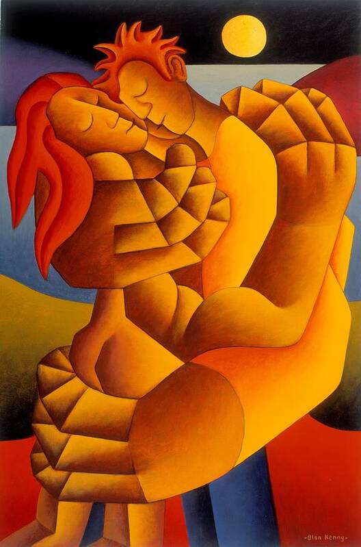 Moon Art Print featuring the painting The Lovers by Alan Kenny