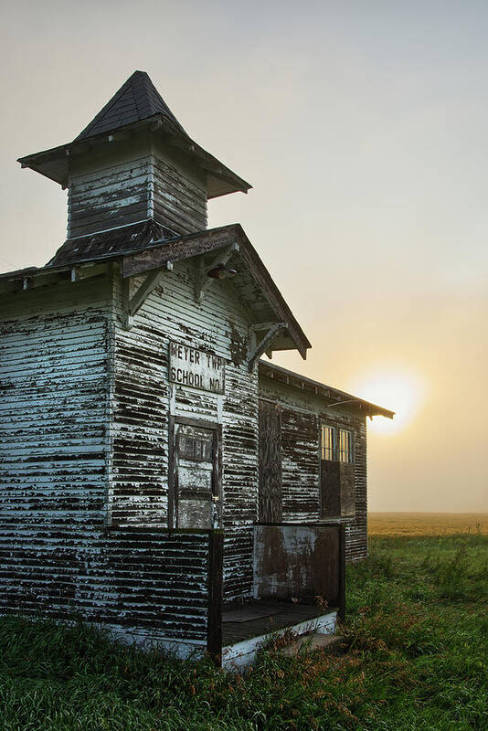 Abandoned Art Print featuring the photograph School's Out Forever #2- Meyer Township Schoolhouse ND near Rugby by Peter Herman