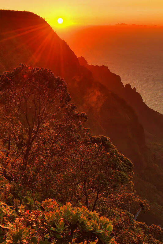 Napali Coast Art Print featuring the photograph Napali Coast Light At Sunset by Stephen Vecchiotti