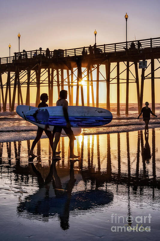 Beach Art Print featuring the photograph Sunset Silhouette at Oceanside Pier by David Levin