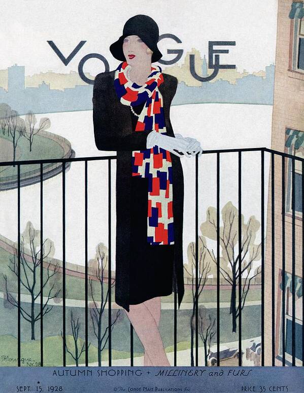 Illustration Art Print featuring the photograph A Vintage Vogue Magazine Cover Of A Woman by Pierre Mourgue