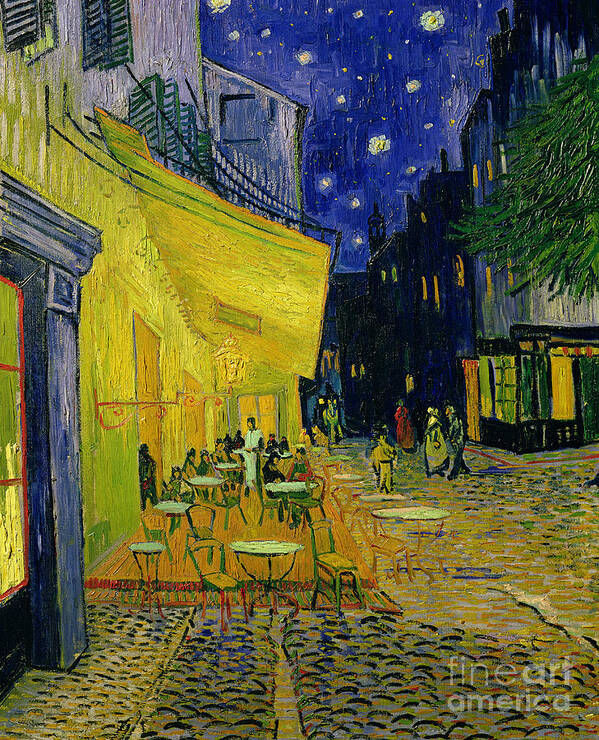 Cafe Terrace Arles 1888 (oil On Canvas) By Vincent Van Gogh (1853-90) Van Gogh Van Gogh Vincent Cafe Arles Arles Tables Chairs People Shops Shopfronts Street Van Gogh Vincent Van Gogh Terrasse Cafe; Square; French; Provence; Outdoors; Awning; Evening; Nocturne; Starry; Stars; Night; Cobblestones; Tables And Chairs; Bar; Post-impressionist Night Buildings Square French Provence Outdoors Awning Evening Nocturne Starry Stars Night Cobblestones Post-impressionist Art Print featuring the painting Cafe Terrace Arles by Vincent van Gogh