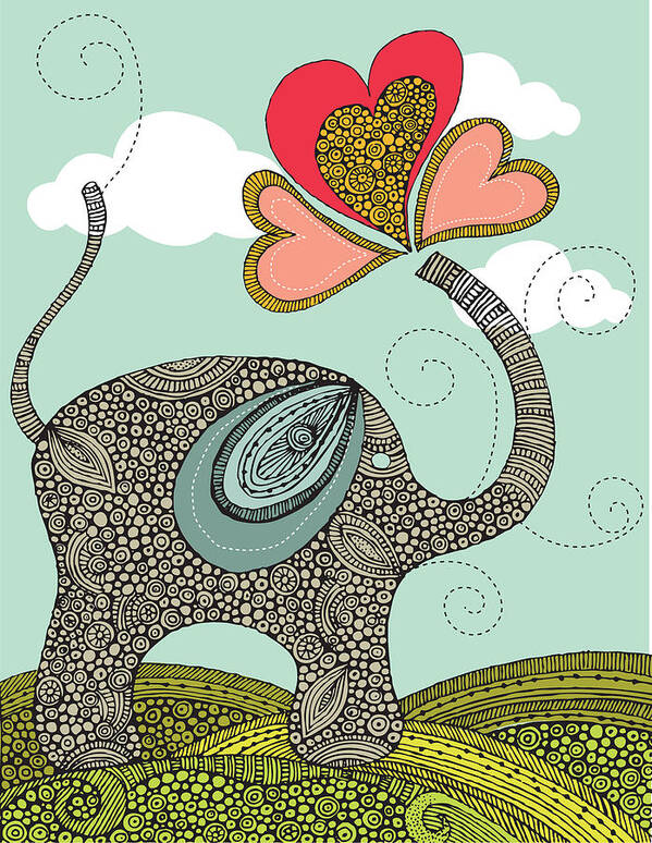 Illustration Art Print featuring the photograph Cute elephant #1 by Valentina Ramos
