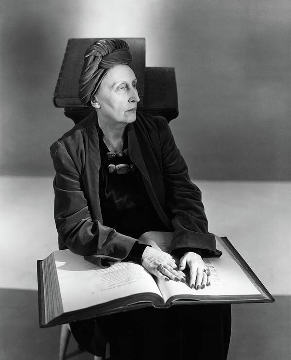 Studio Shot Art Print featuring the photograph Edith Sitwell Holding A Book #1 by Horst P. Horst