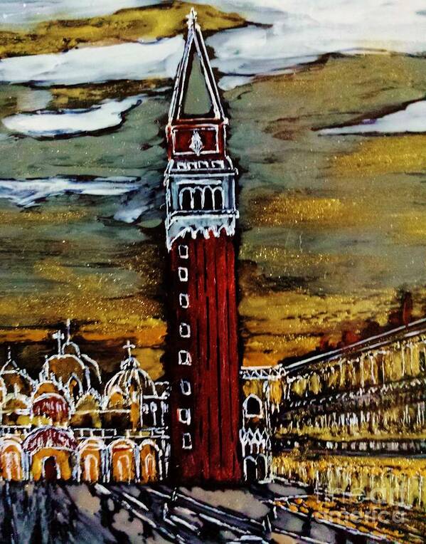 Venice Art Print featuring the painting Golden Venice #1 by Jasna Gopic