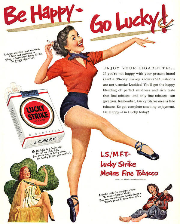 Retro Art Print featuring the photograph Retro Cigarettes Marketing Ads Lucky Strike by Action