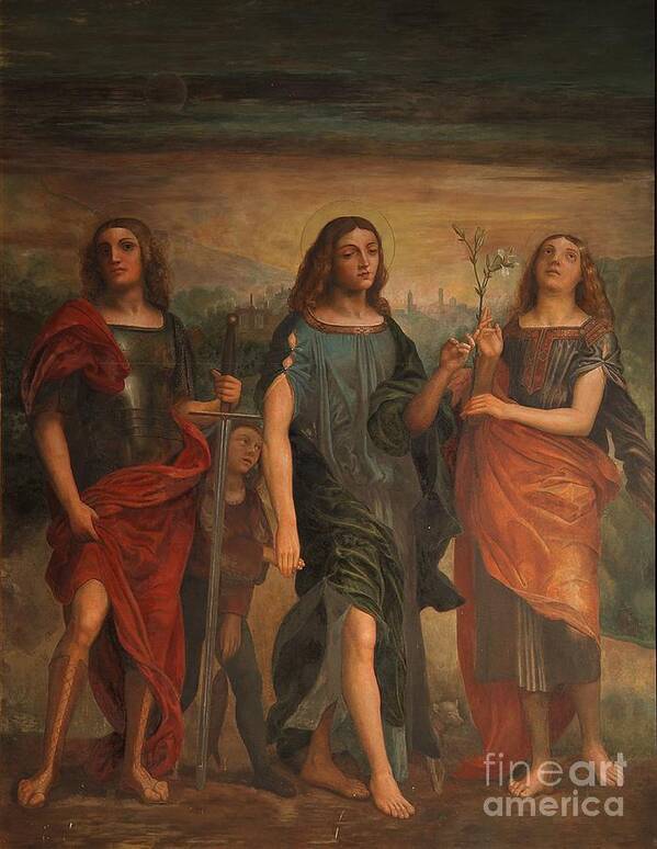 The Three Archangels Art Print featuring the painting The Three Archangels #1 by Archangelus Gallery