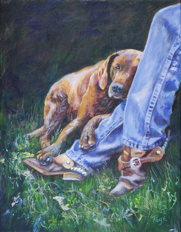 Dog Art Print featuring the painting Tired by Page Holland