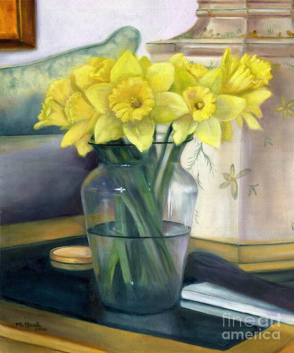 Still Life Art Print featuring the painting Yellow Daffodils by Marlene Book
