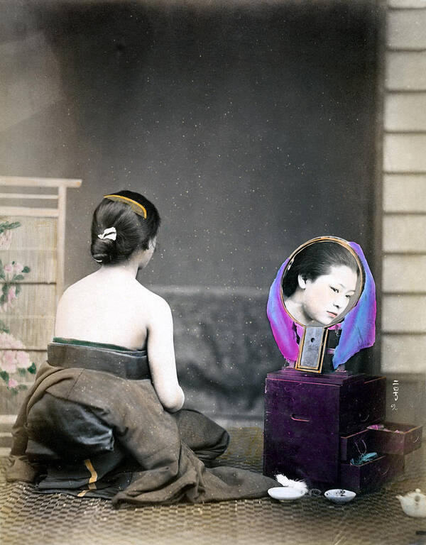 Vintage Art Print featuring the photograph 1870 Japanese Woman in her Dressing Room by Historic Image