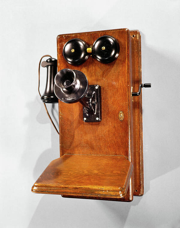 Photography Art Print featuring the photograph 1910s Antique Wooden Wall Telephone by Vintage Images