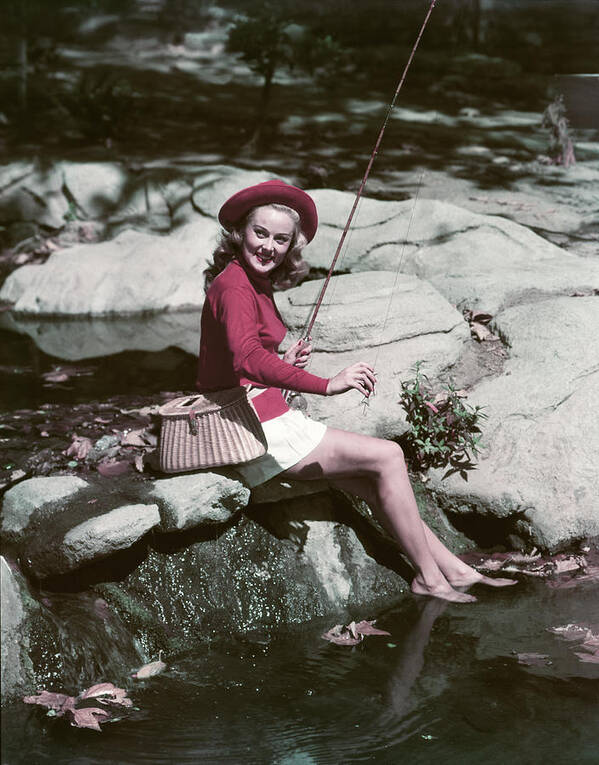 1940s 1950s Smiling Woman Fly Fishing Art Print by Vintage Images - Fine Art  America