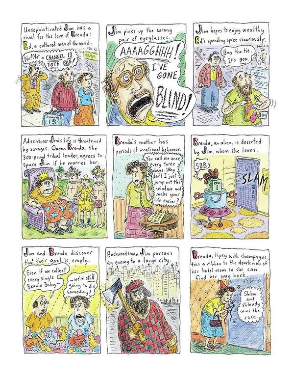 120153 Rch Roz Chast 
(short Story Plot Points.) Art Print featuring the drawing Better Than Chekhov #2 by Roz Chast