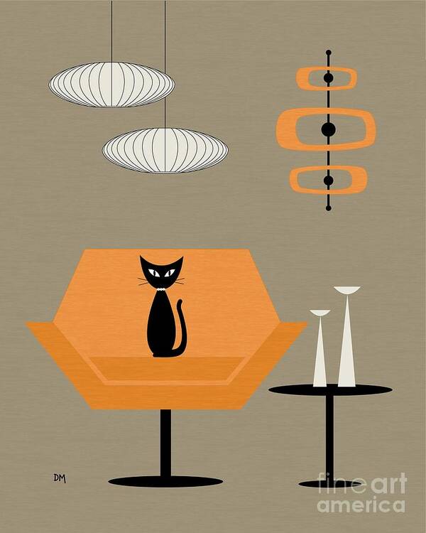 George Nelson Art Print featuring the digital art Mod Chair in Orange by Donna Mibus