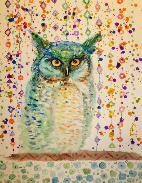 Owl Art Print featuring the painting Owl #2 by Alma Yamazaki