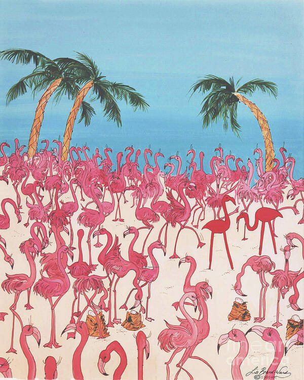 Flamingos Art Print featuring the painting Royal Roost by Lizi Beard-Ward