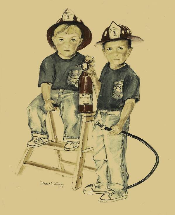  Fineartamerica.com Art Print featuring the painting The Firefighters Sons by Diane Strain