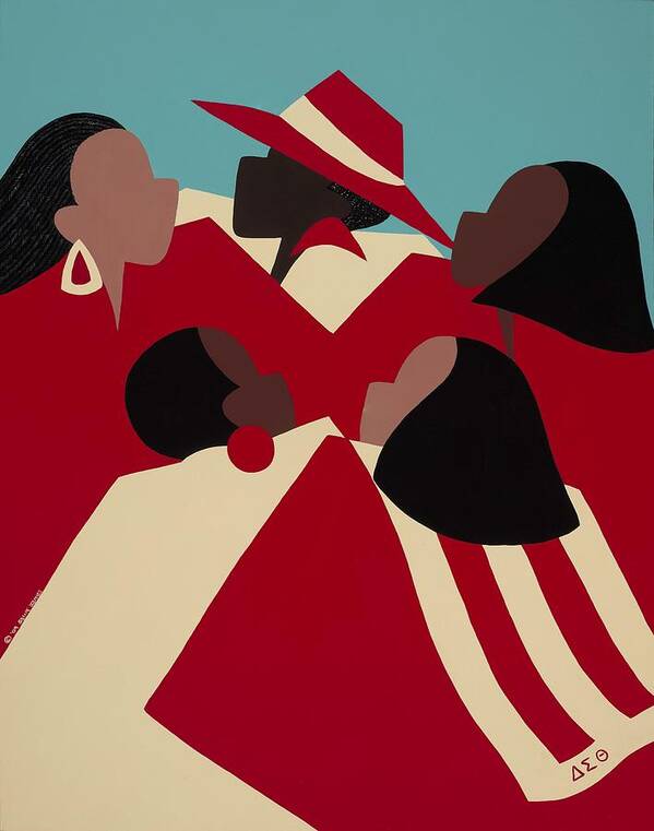 African American Art Print featuring the painting Crimson and Cream by Synthia SAINT JAMES