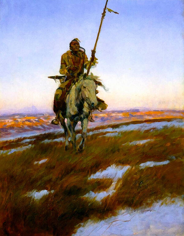  Charles Russell Art Print featuring the digital art A Cree Indian by Charles Russell