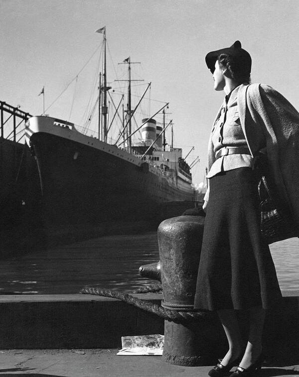 Accessories Art Print featuring the photograph A Model At A Port by Toni Frissell