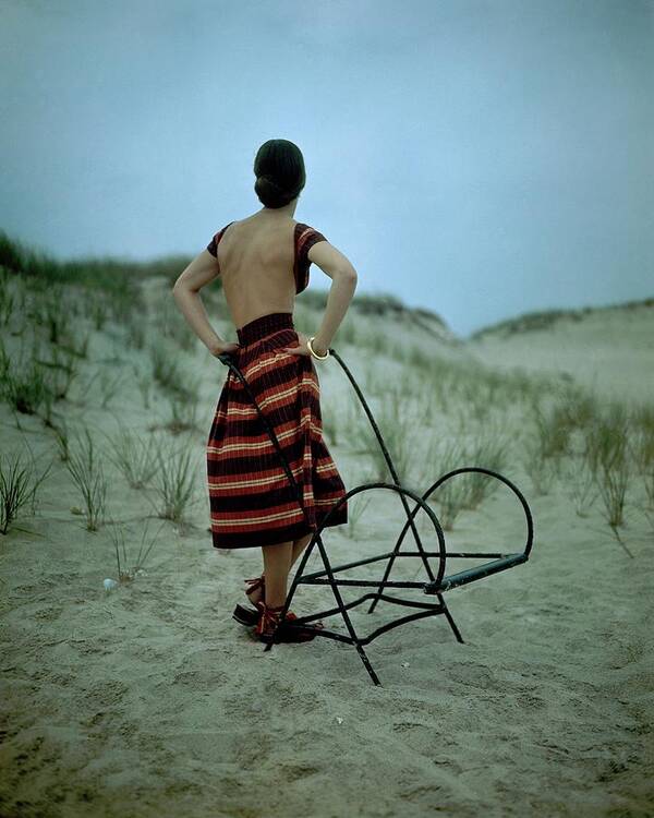 Fashion Art Print featuring the photograph A Model On A Beach by Serge Balkin