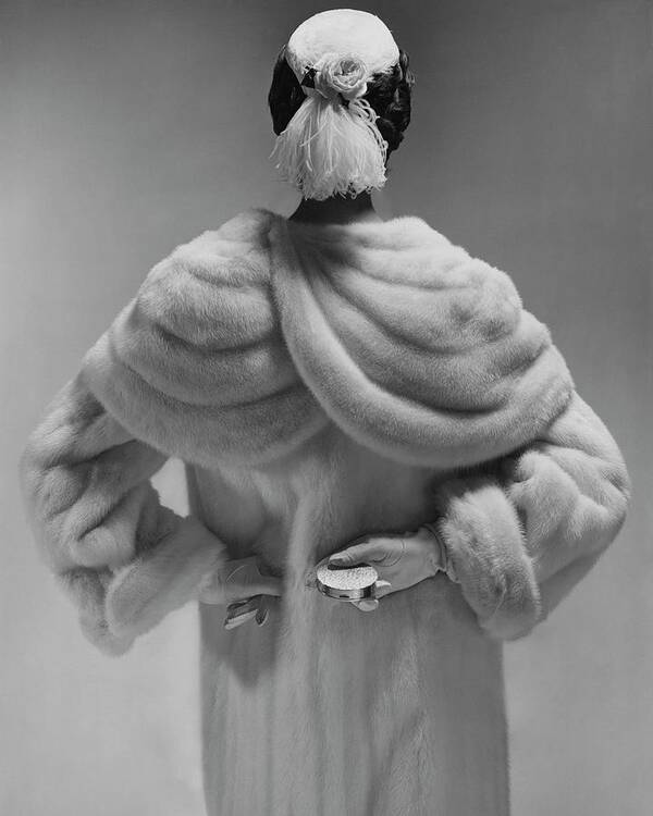 Accessories Art Print featuring the photograph A Model Wearing A Mink Coat by Erwin Blumenfeld