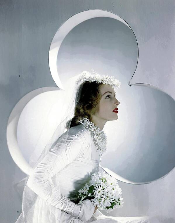 Accessories Art Print featuring the photograph A Model Wearing A Wedding Gown by Horst P. Horst